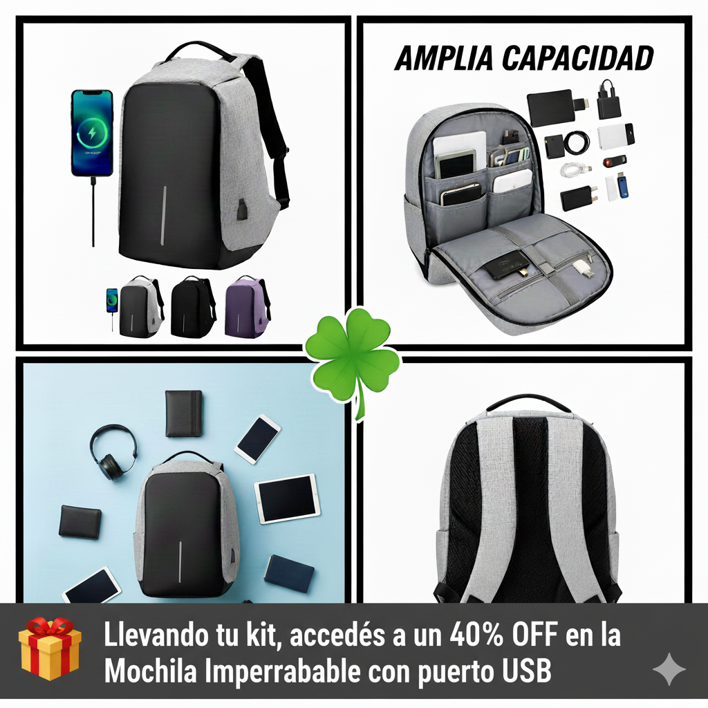MOCHILA IMPERMEABLE CON USB